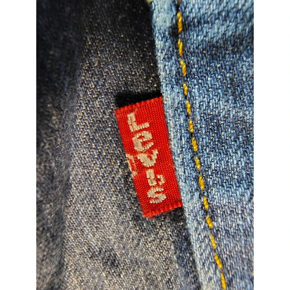 Levis 505 Mens Reg Fit Straight Leg Jeans Dark Wash Indigo Blue Classic 36x30